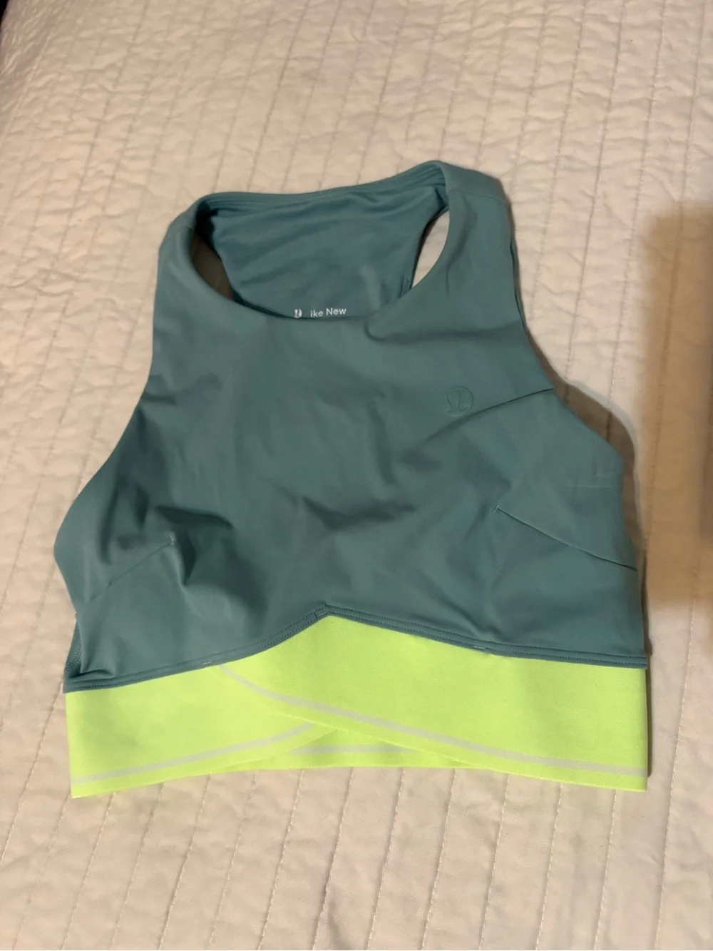Lululemon V-waisted Cropped Tennis Tank Top Bra with Neon Lime Band